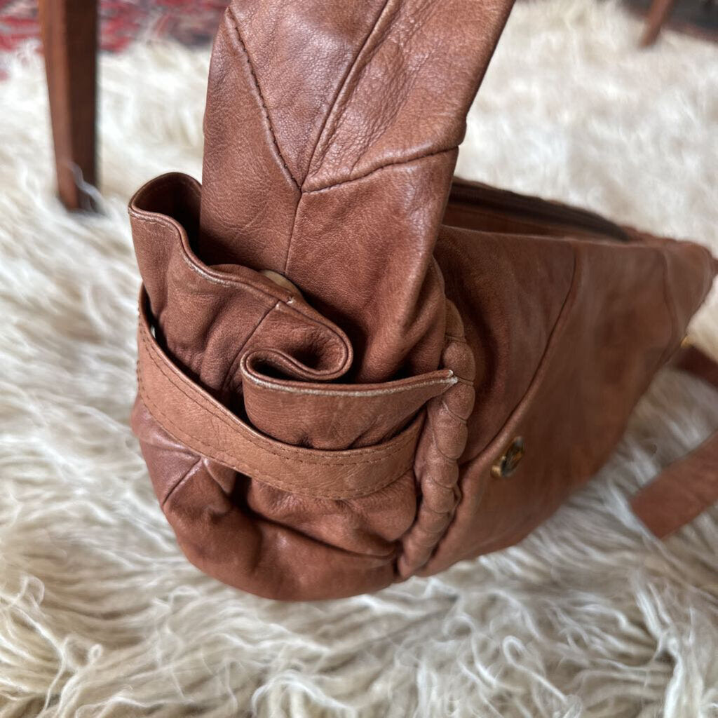 Vintage Giudi Leather Brown Italian Hobo Crossbody