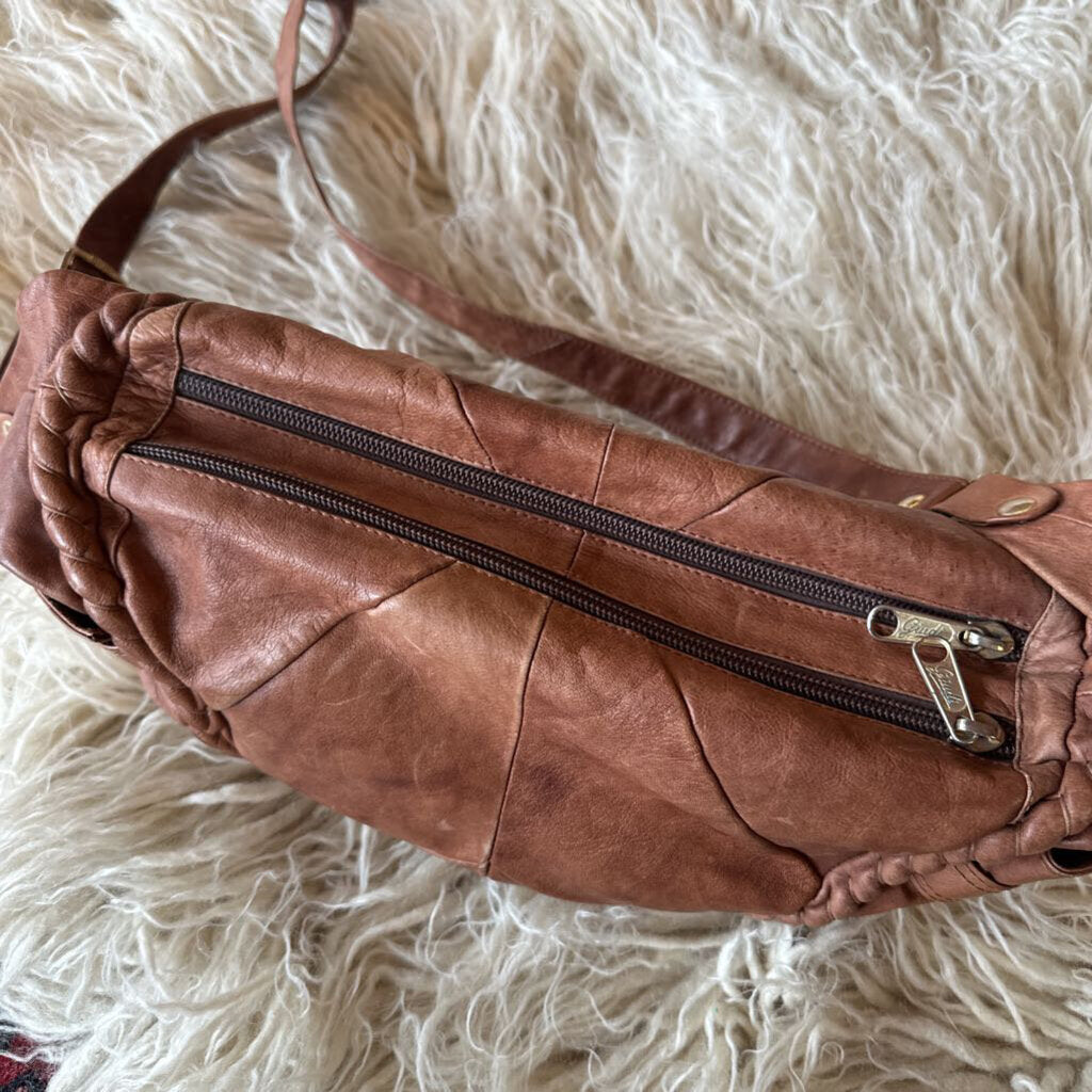 Vintage Giudi Leather Brown Italian Hobo Crossbody