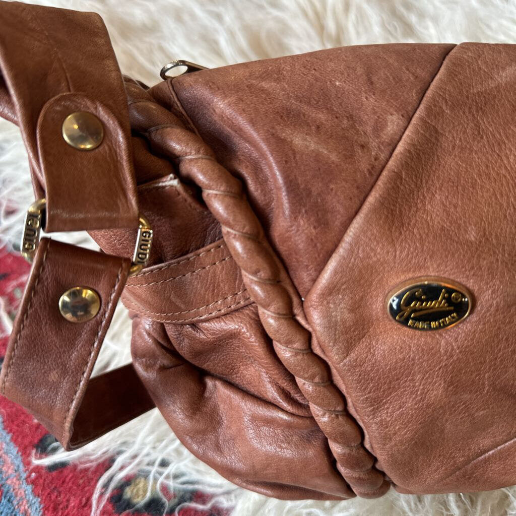 Vintage Giudi Leather Brown Italian Hobo Crossbody