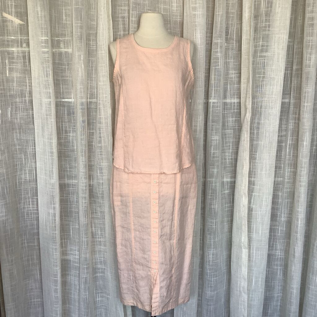 1980s Linen PeachSkirt Set