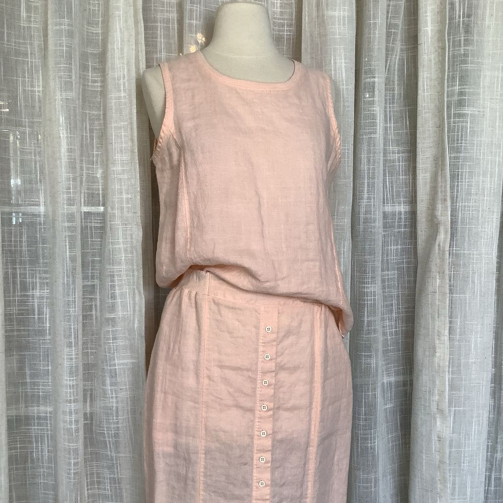 1980s Linen PeachSkirt Set