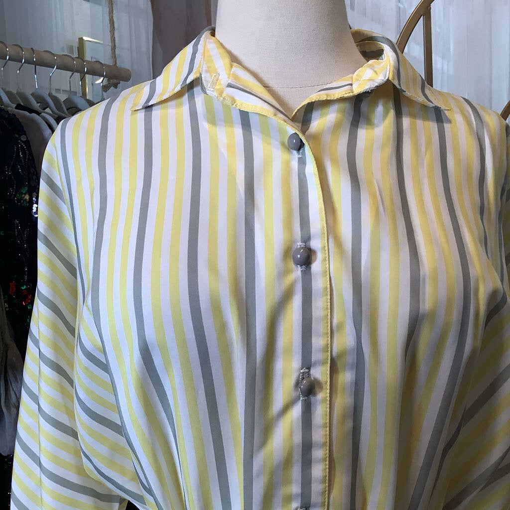 1980s Yellow and White Striped Day Dress