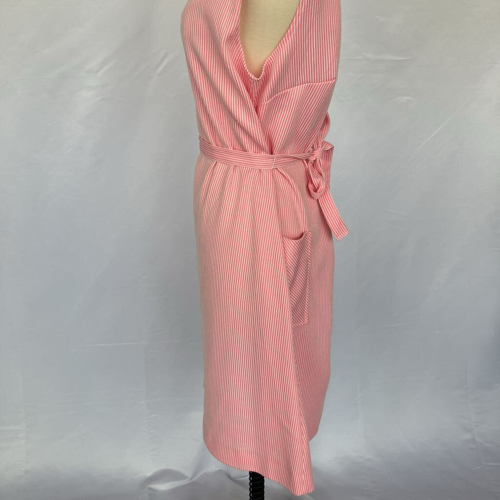 1960s Pink and White Striped Dress with Pockets and Belts