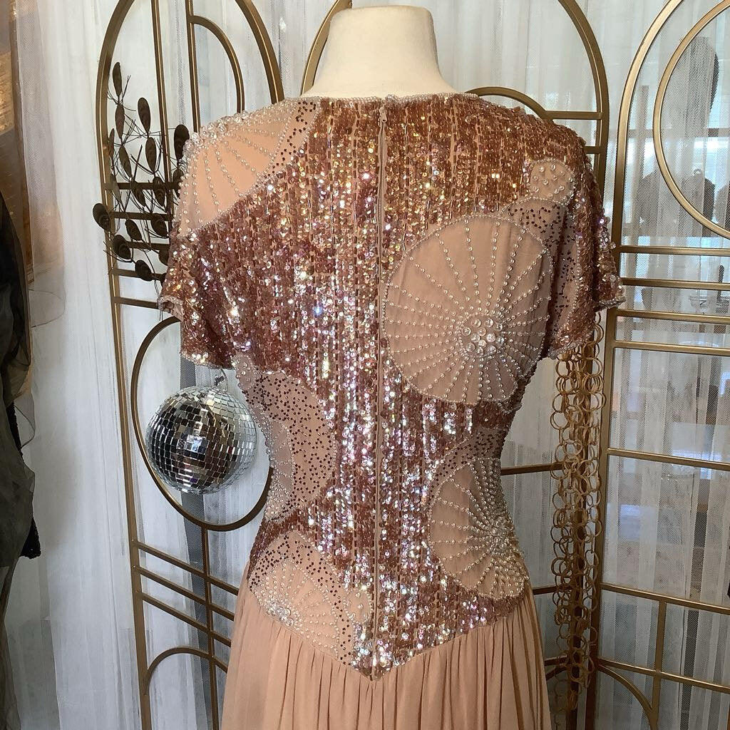 1980s Sequin Tan Layered Dress