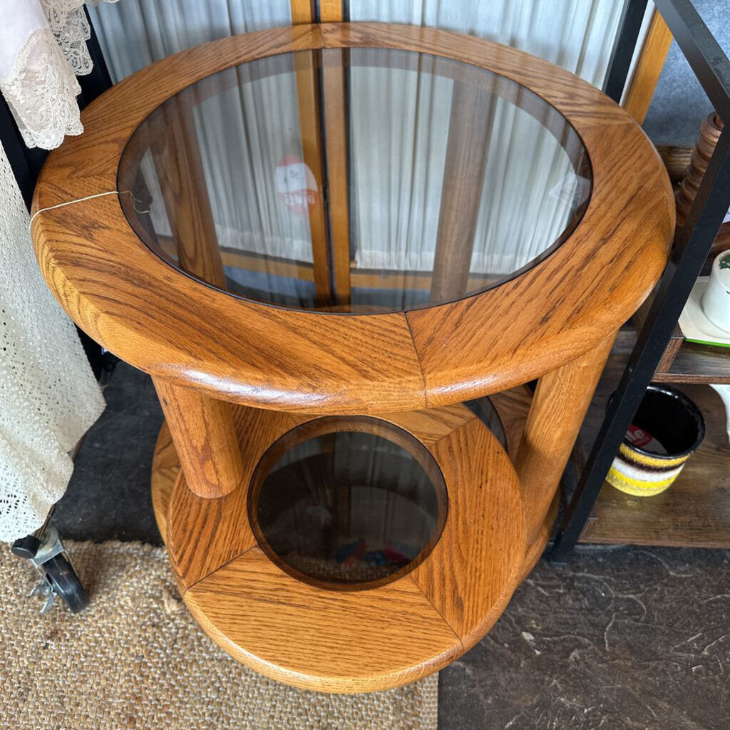 Vintage 3 Tier Side Table with Center Swivel