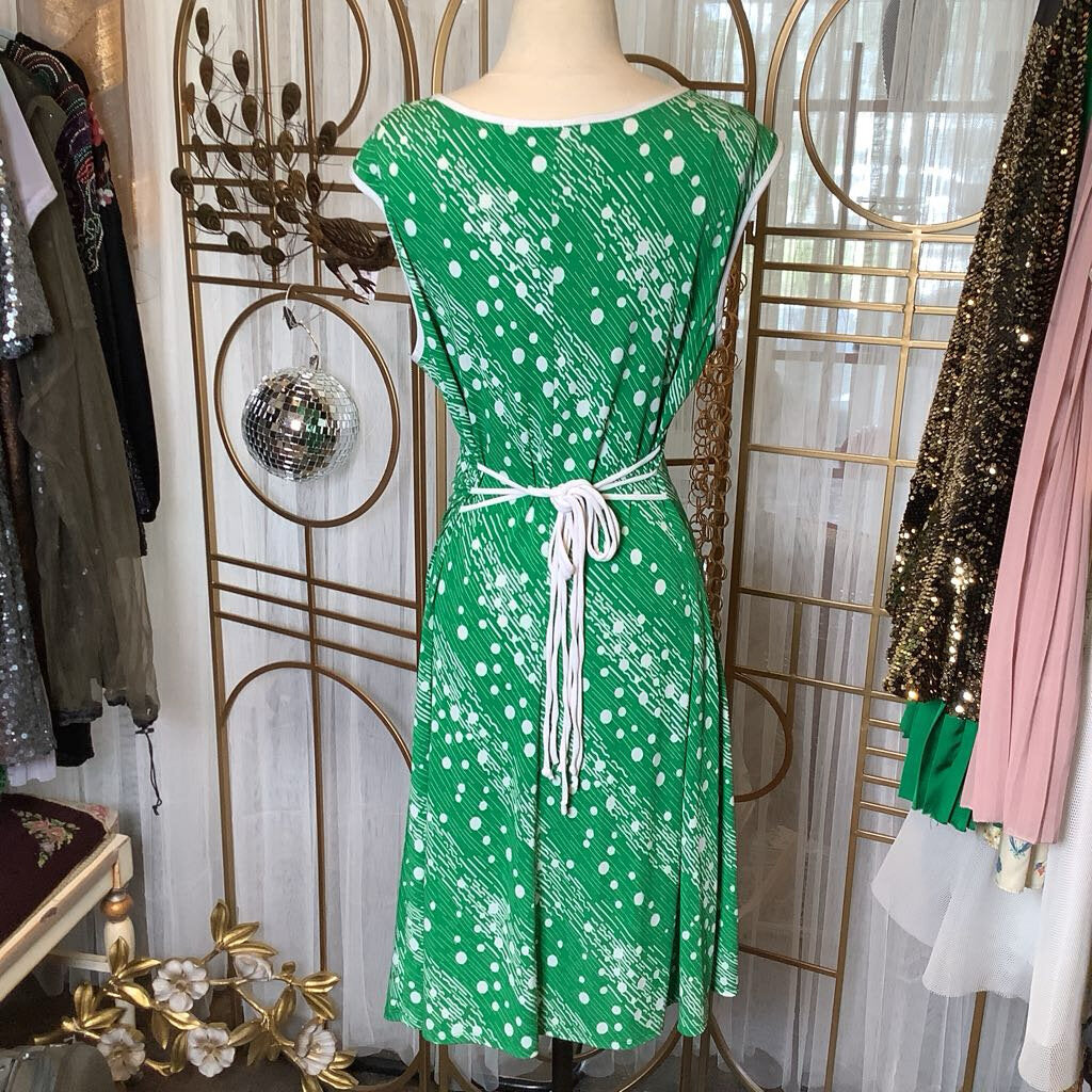 1990s Green Faux Wrap Dress