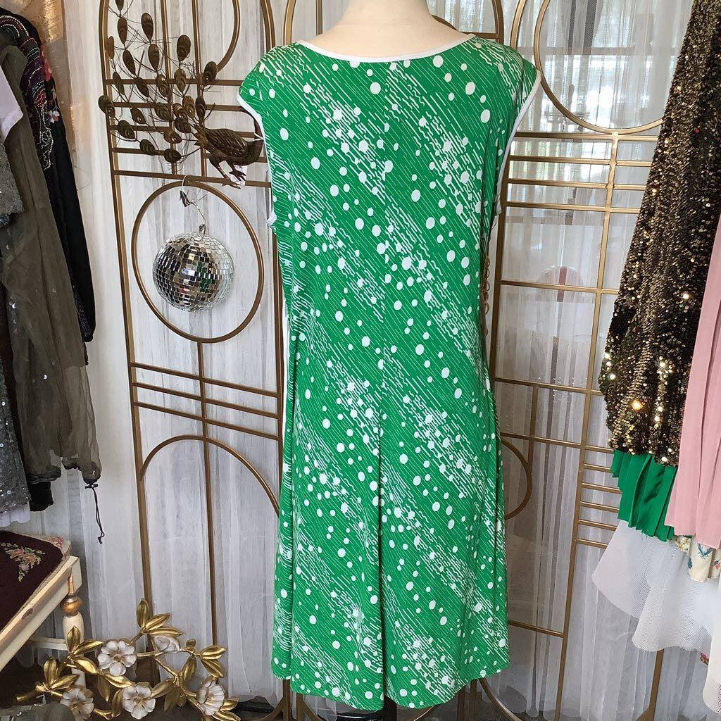 1990s Green Faux Wrap Dress