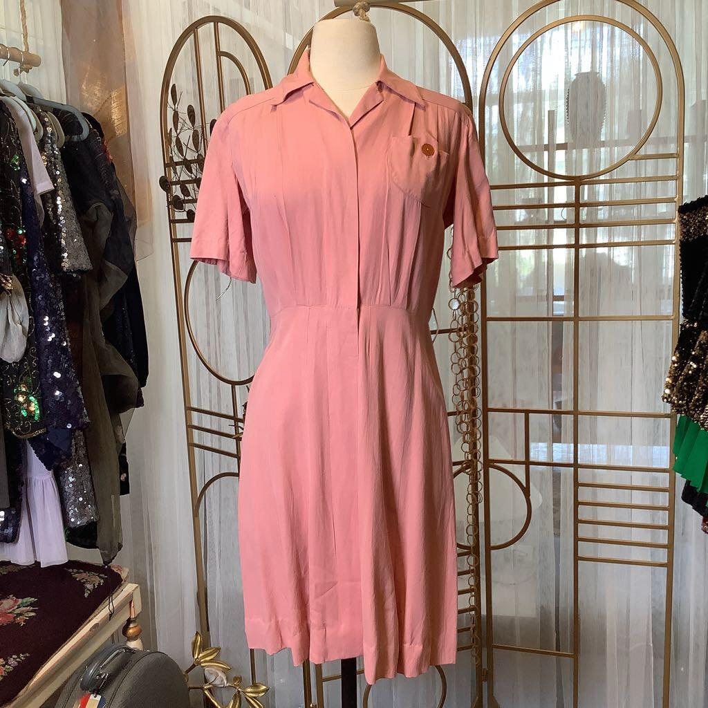 1950s Dusty Rose Day Dress