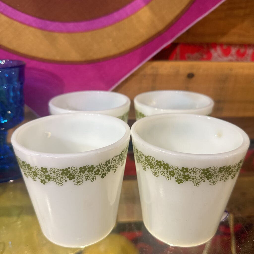 Vintage Pyrex "Crazy Daisy" White Milk Glass Mug Set