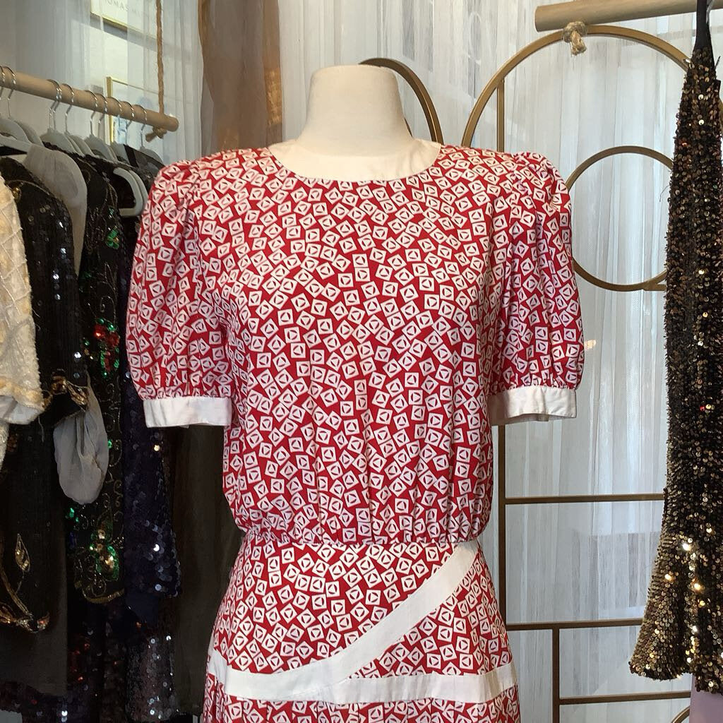 Red and White Retro Dress - Maggie Boutique