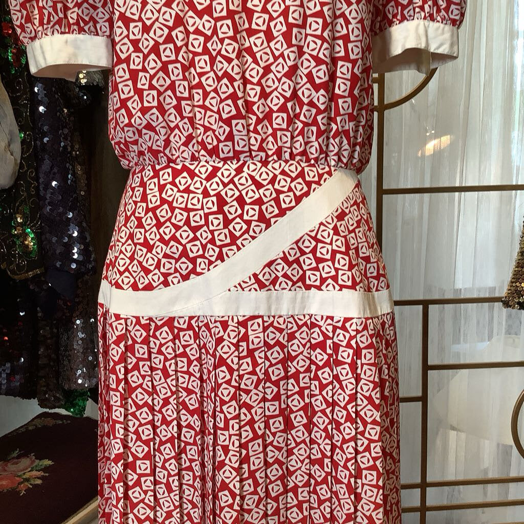 Red and White Retro Dress - Maggie Boutique