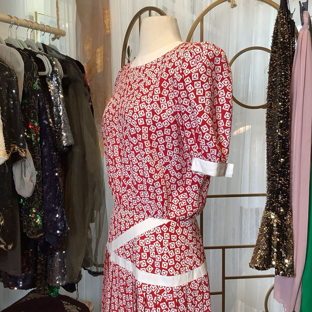 Red and White Retro Dress - Maggie Boutique