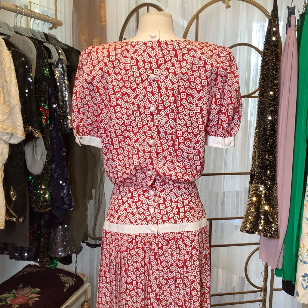 Red and White Retro Dress - Maggie Boutique