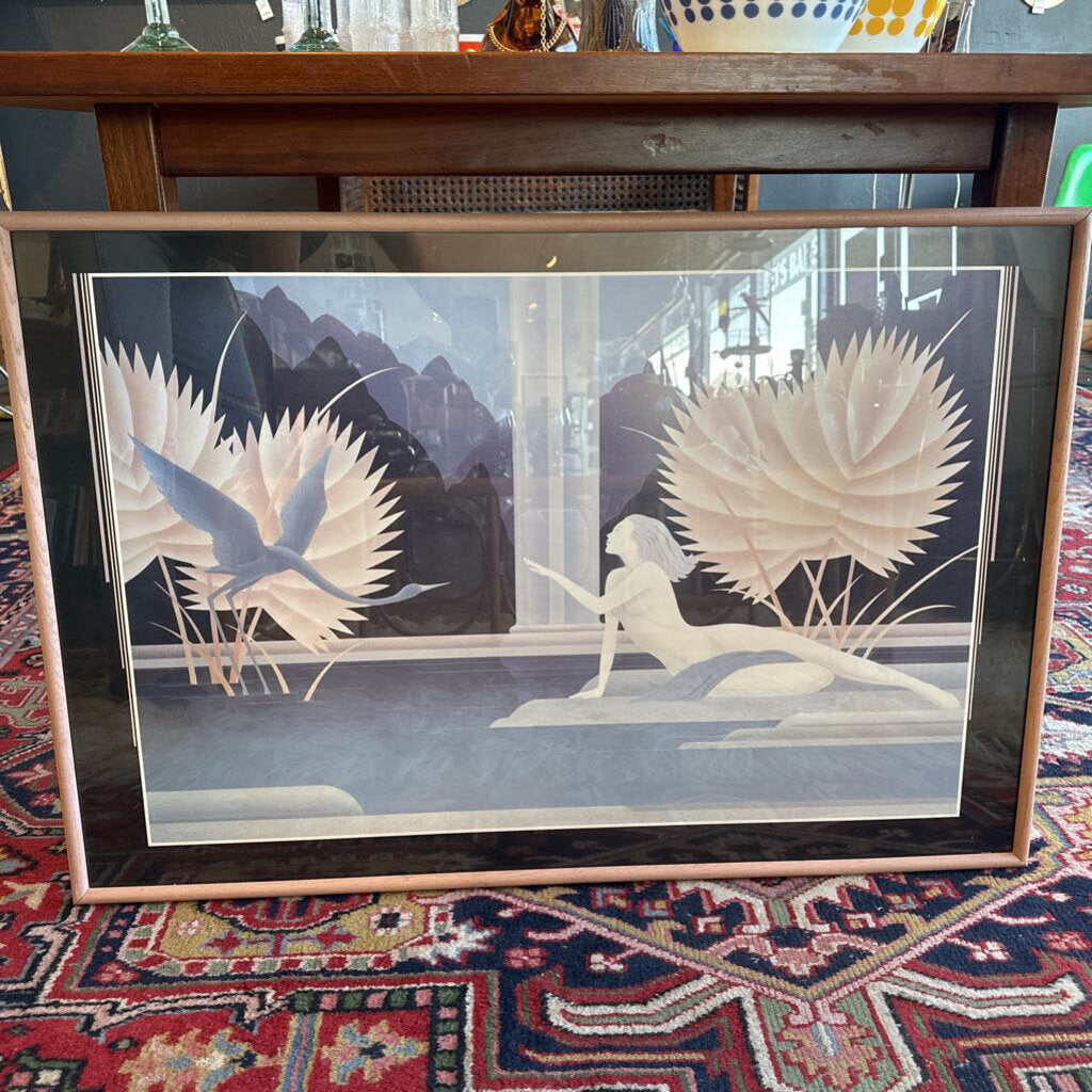 1988 Carlos Sanchez Art Deco Goddess Framed Lithograph