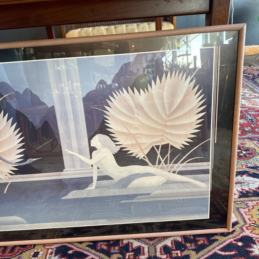 1988 Carlos Sanchez Art Deco Goddess Framed Lithograph