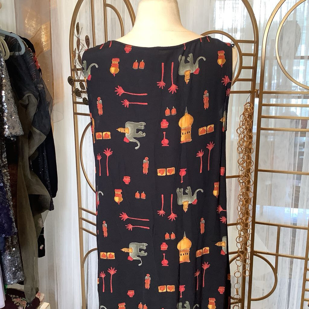 Jumper Dress Black with Elephants