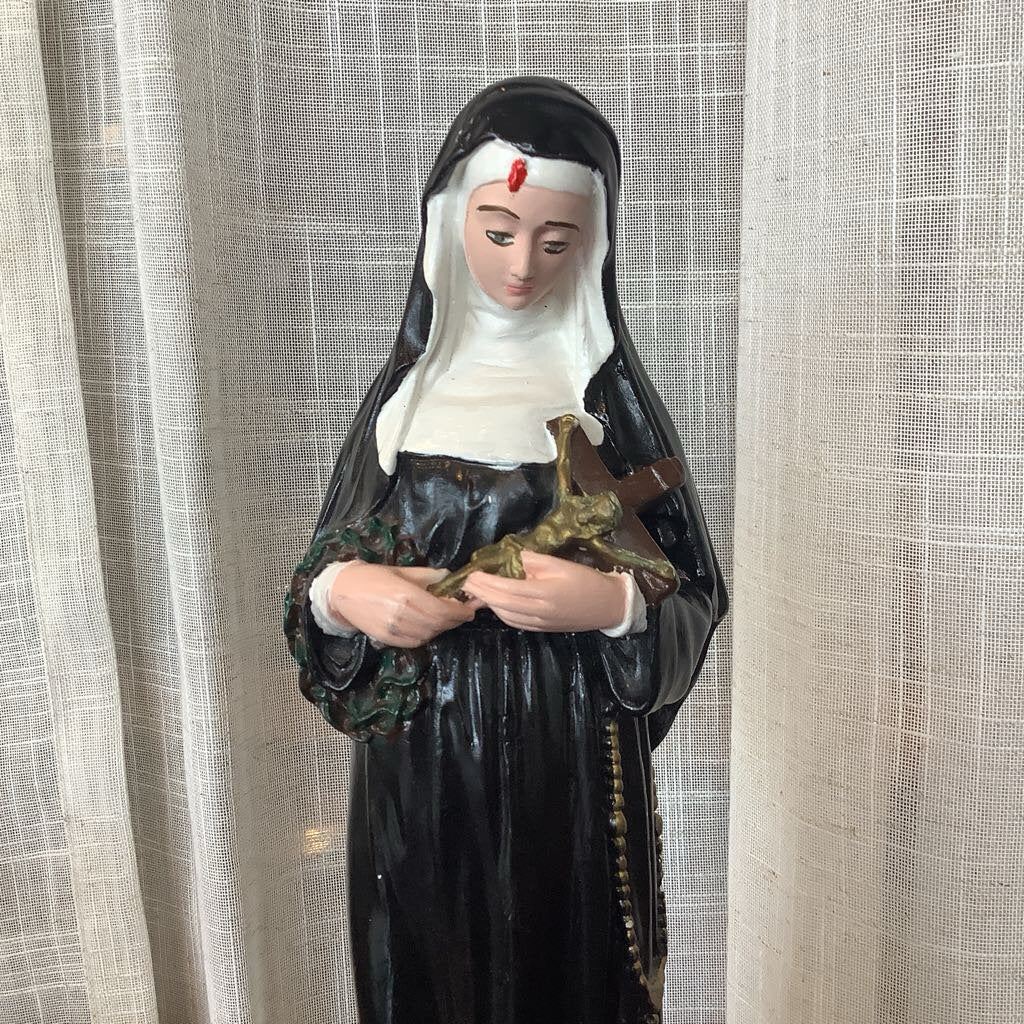 60's St. Rita Cascia Chalkware Statue