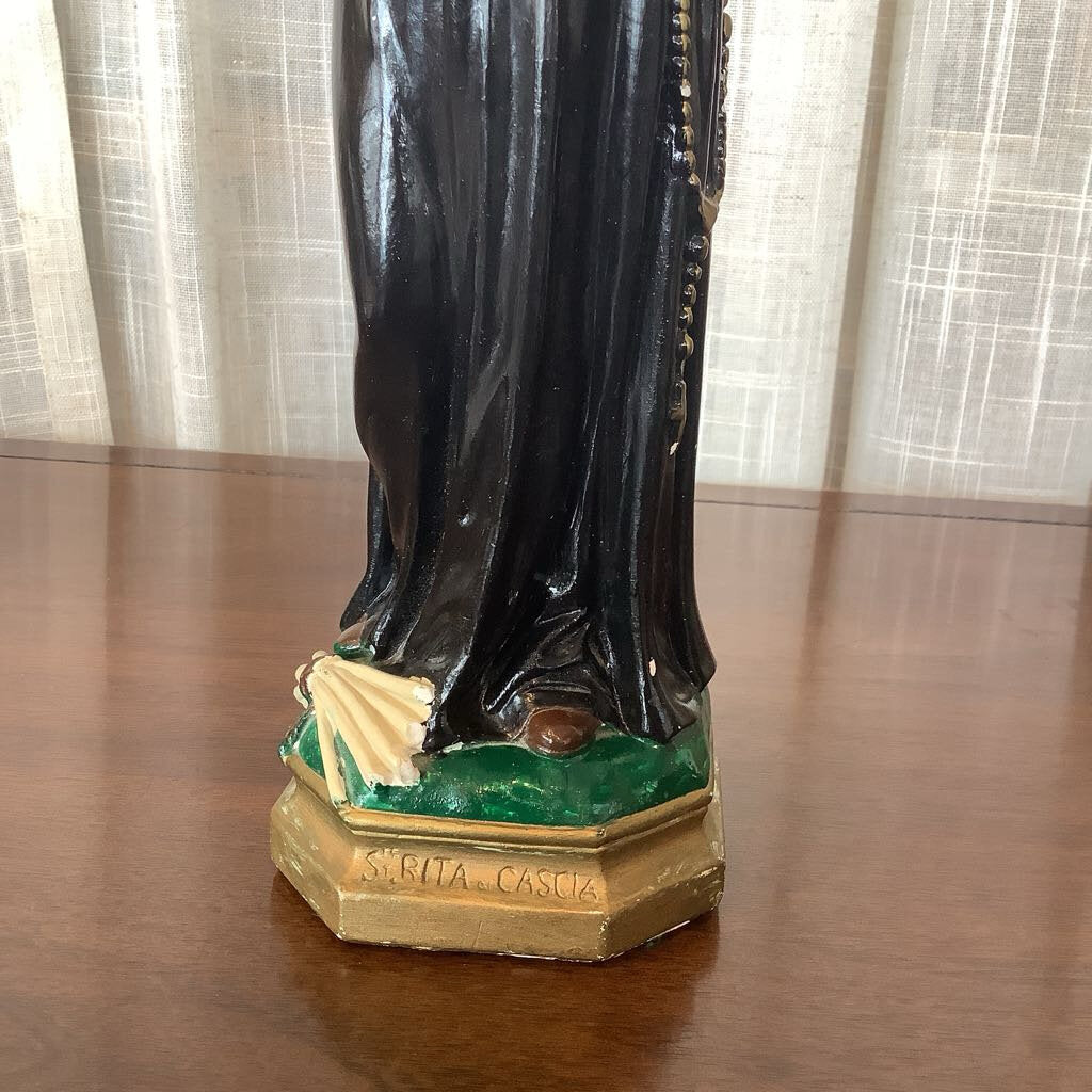 60's St. Rita Cascia Chalkware Statue