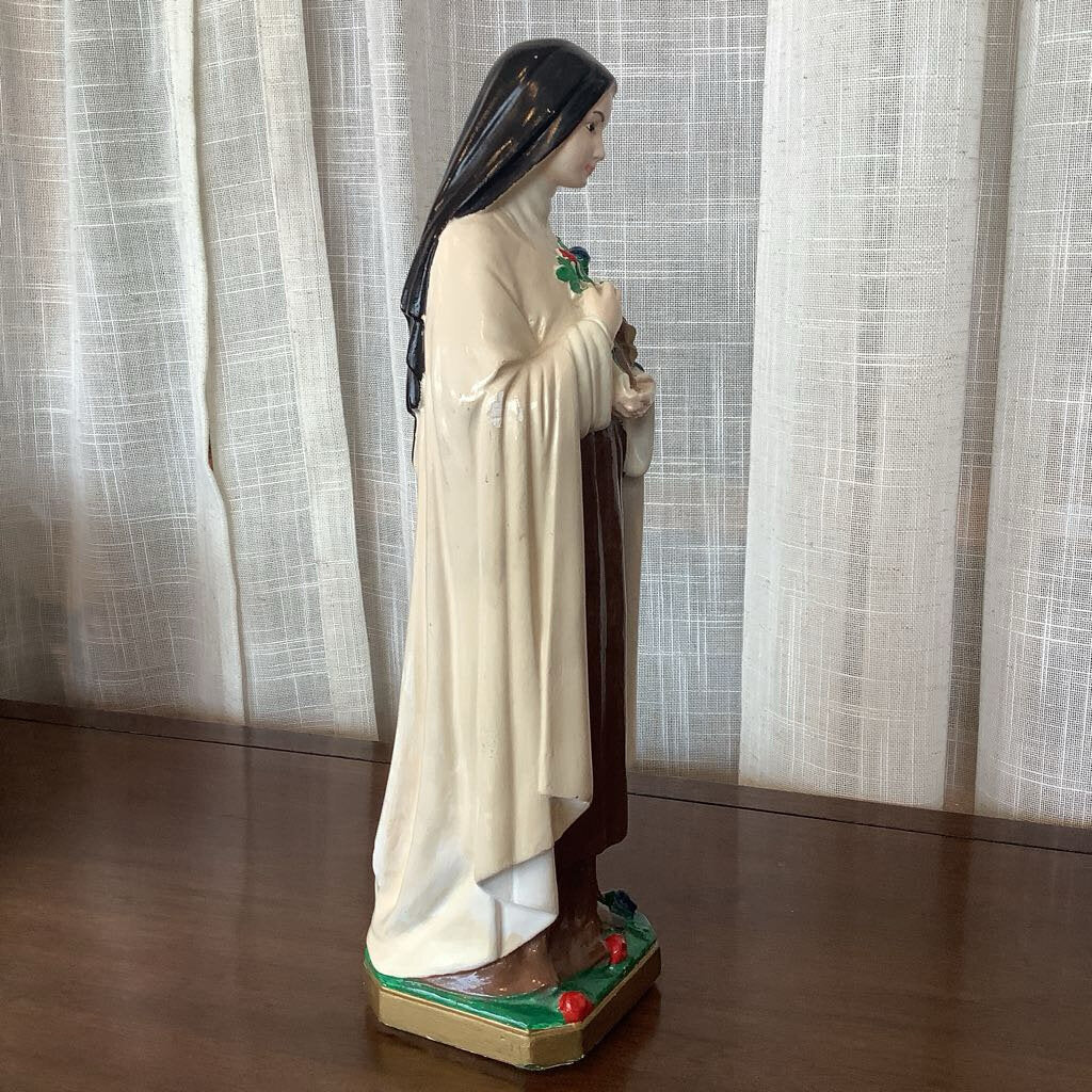 60's St./Nun Floral Chalkware Statue