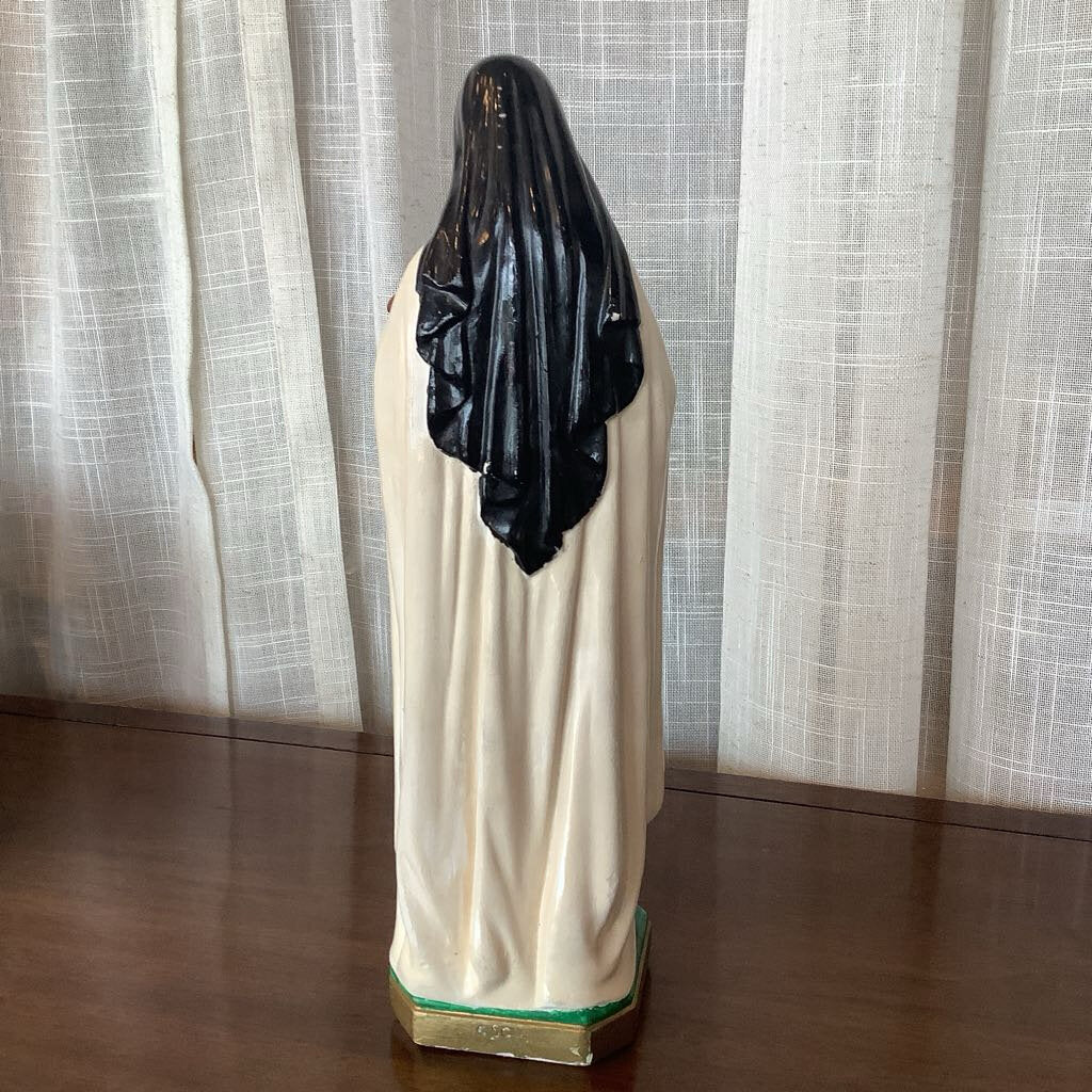 60's St./Nun Floral Chalkware Statue