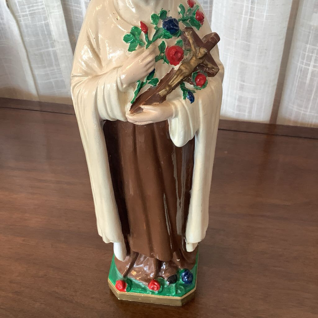 60's St./Nun Floral Chalkware Statue