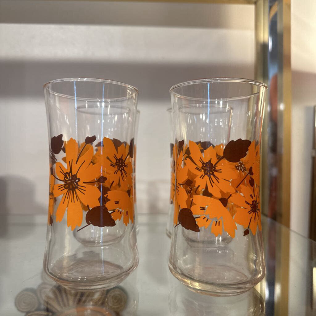 Vintage 1970's Floral Glass Set