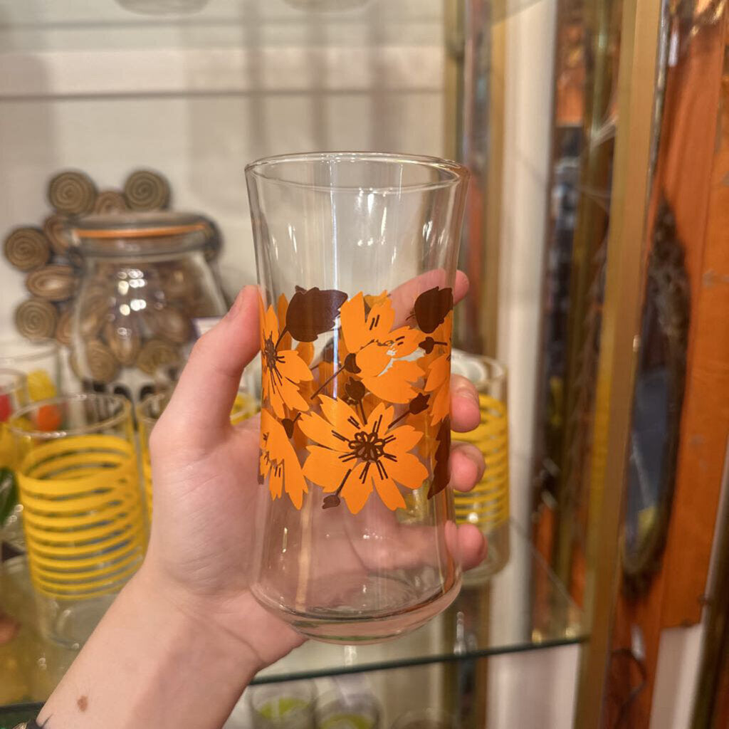 Vintage 1970's Floral Glass Set