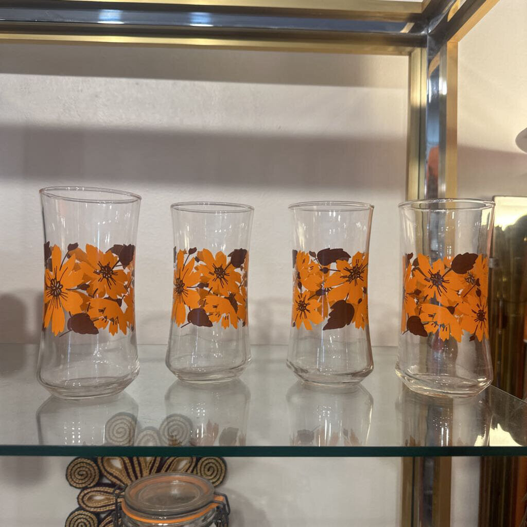 Vintage 1970's Floral Glass Set