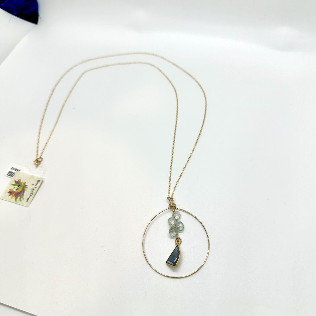 Handmade Aqua Marine Necklace Gold Filled