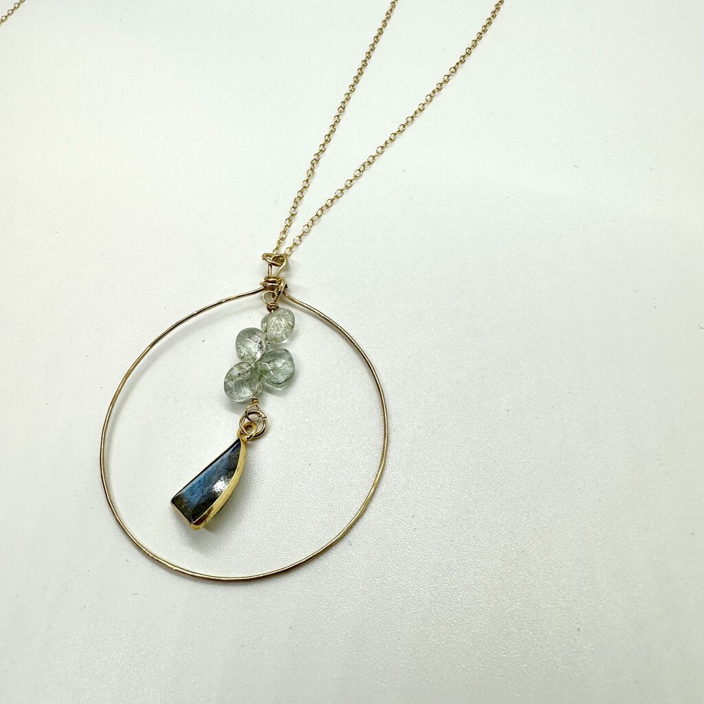 Handmade Aqua Marine Necklace Gold Filled