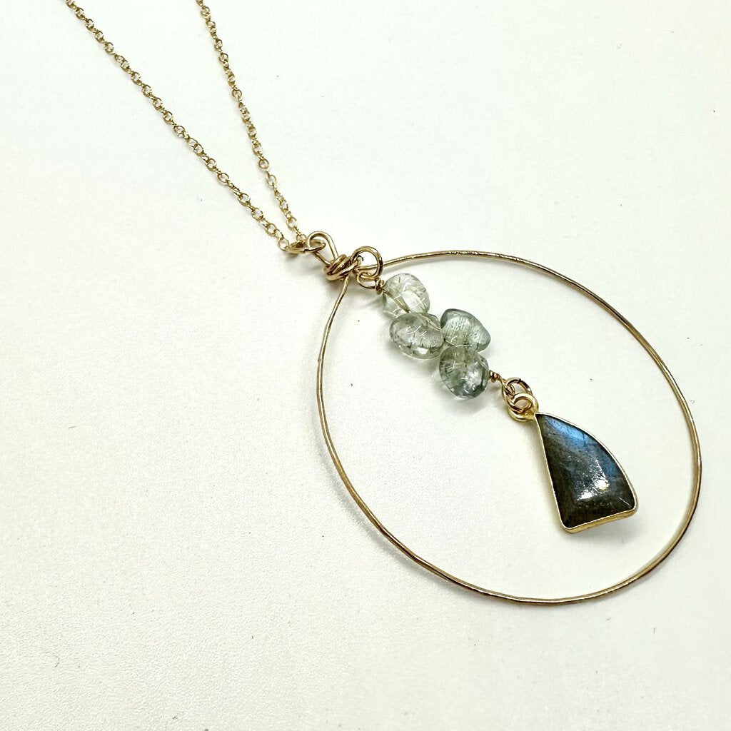 Handmade Aqua Marine Necklace Gold Filled