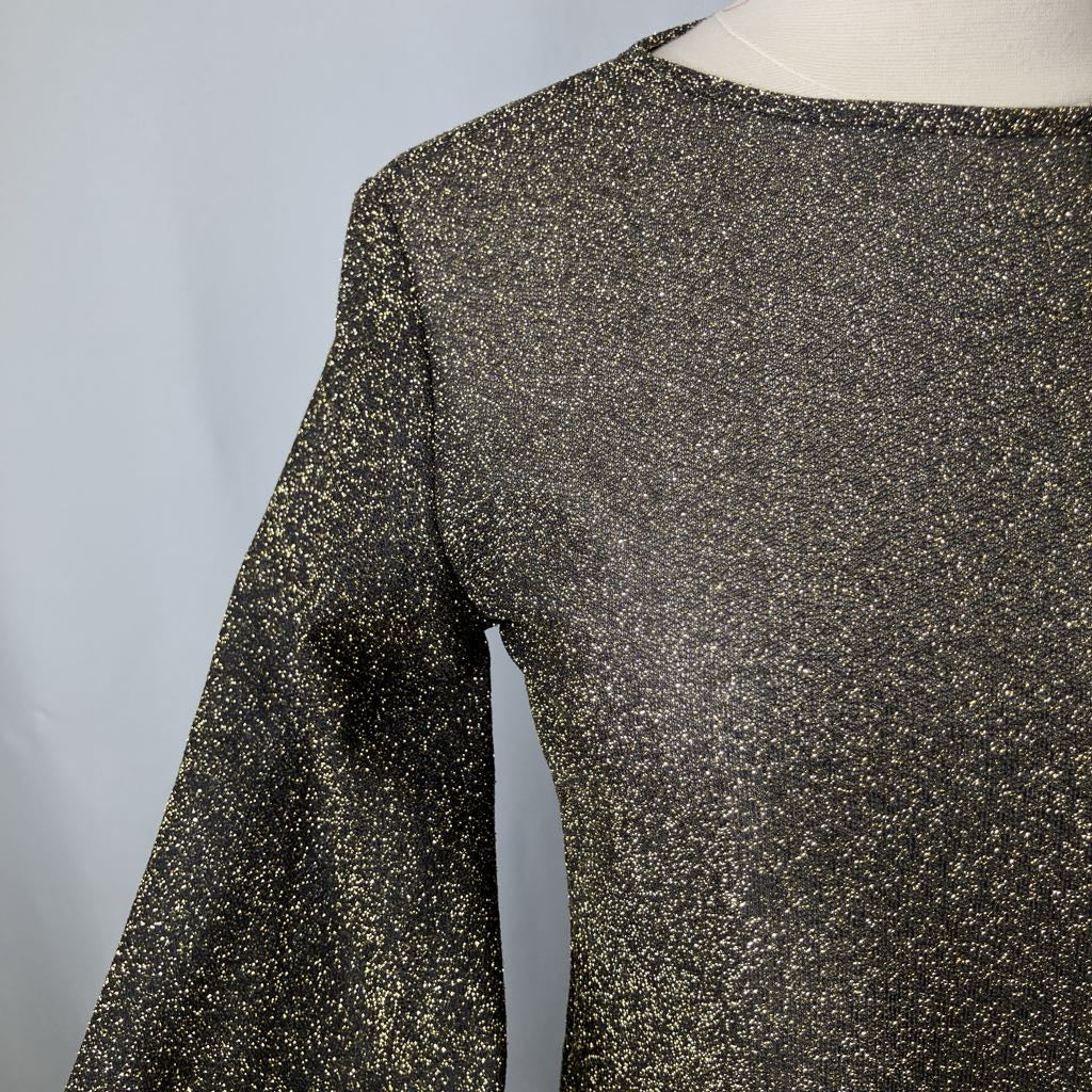 Gold Shimmer Two-Piece Shirt and Skirt