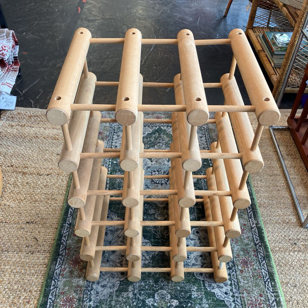 1980s Richard Nissen Design for Bodum 15 bottle Beachwood Wine Rack - MidModMom