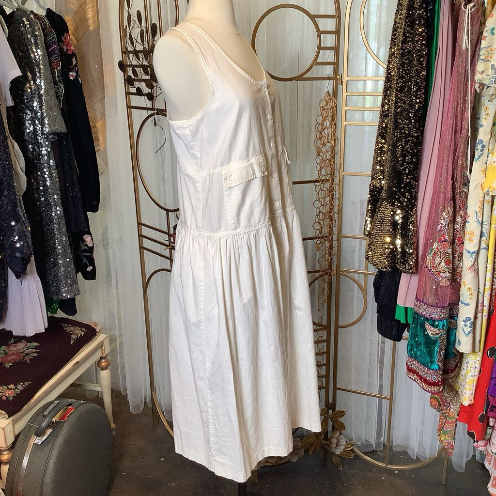 1980s White Shirtwaist Dress