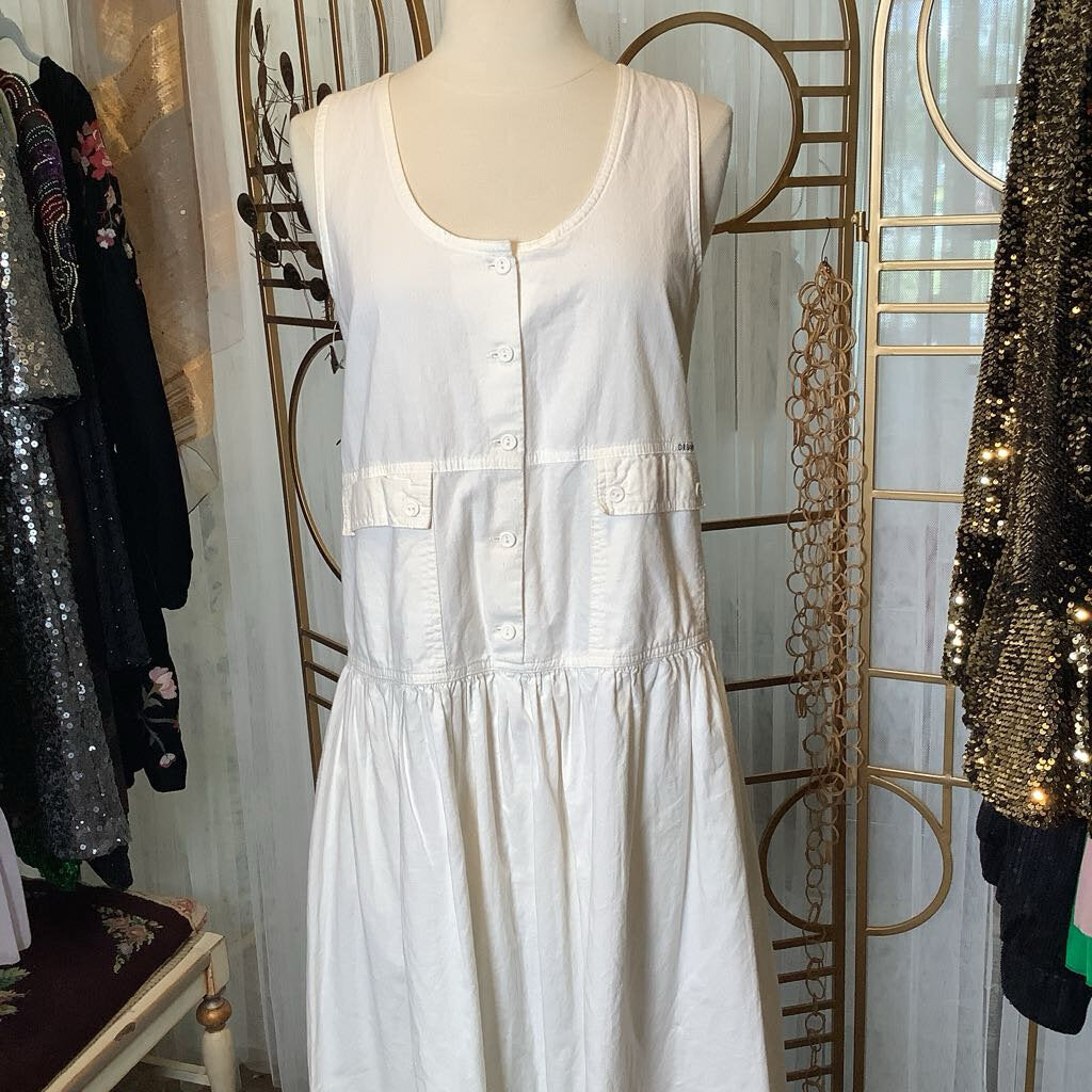 1980s White Shirtwaist Dress