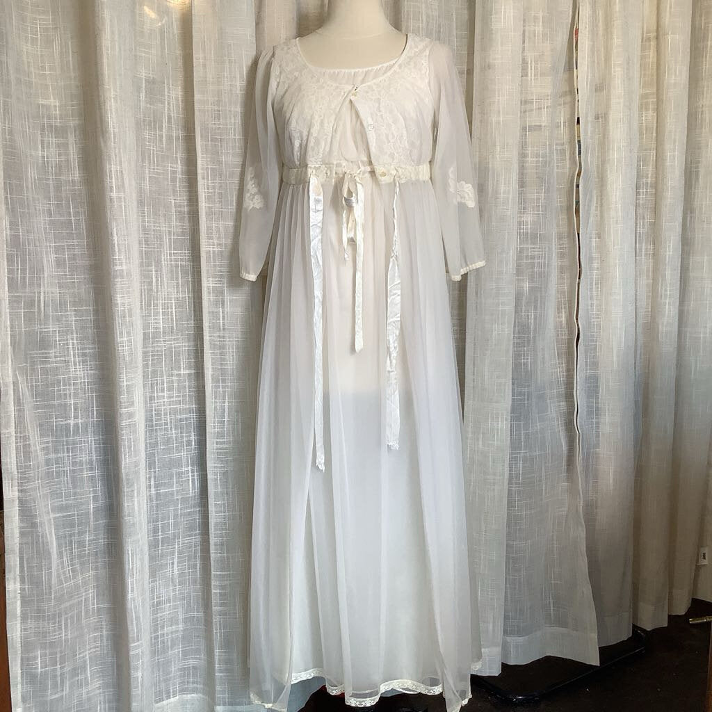 Vtg White Peignoir Set