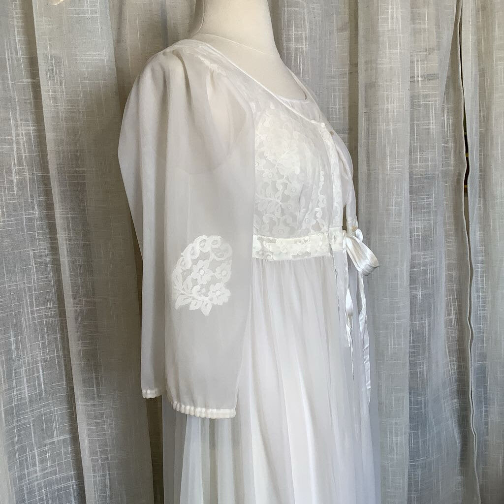 Vtg White Peignoir Set