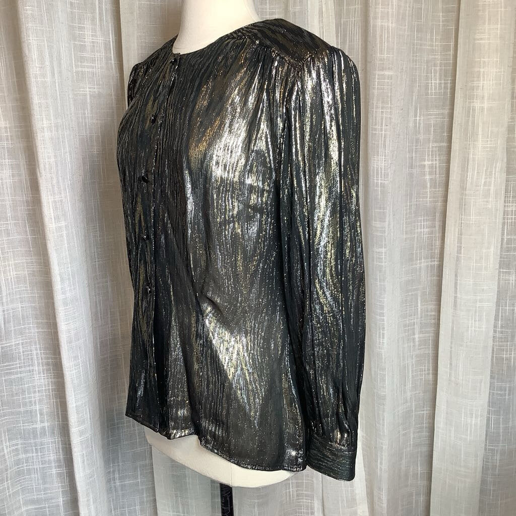 SK & Company Gold Metallic and Black Blouse