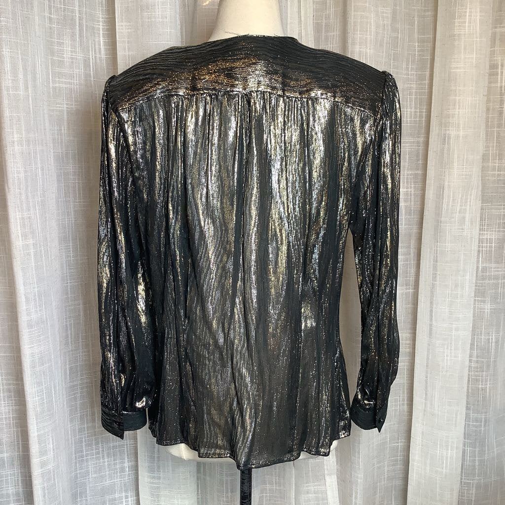 SK & Company Gold Metallic and Black Blouse