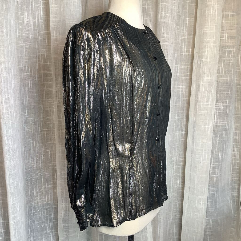 SK & Company Gold Metallic and Black Blouse