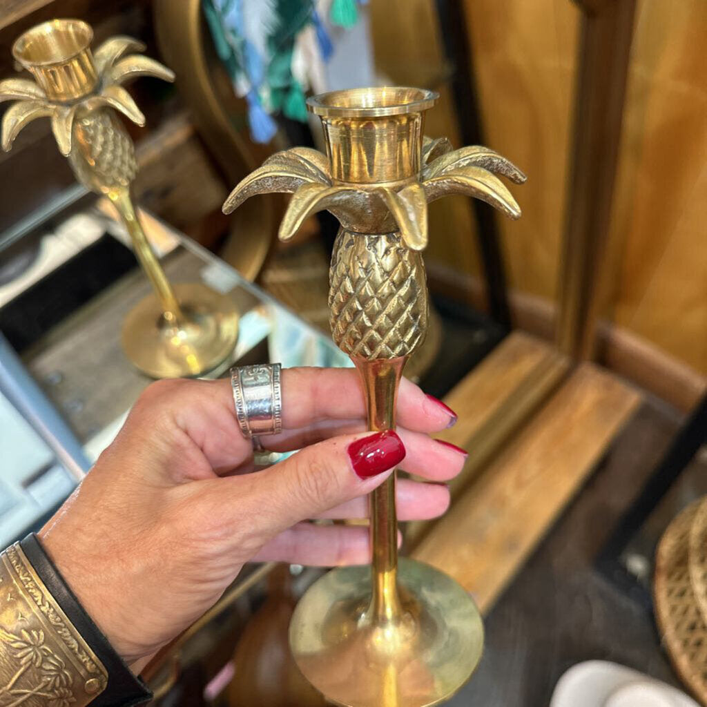 Vintage Brass Pineapple Candle Sticks Set of 2