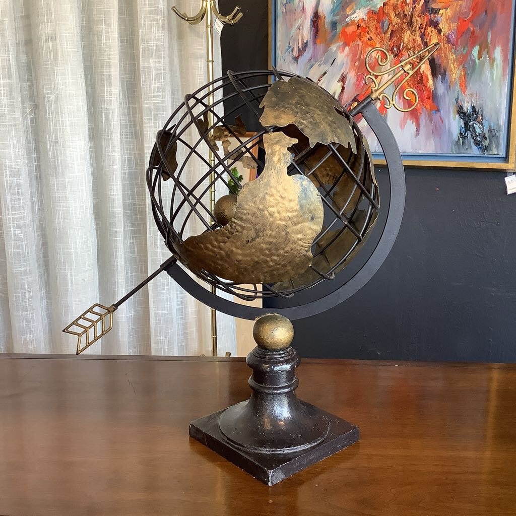 Vintage Celestial Metal Armillary Globe Spere w/ Arrow Pier One