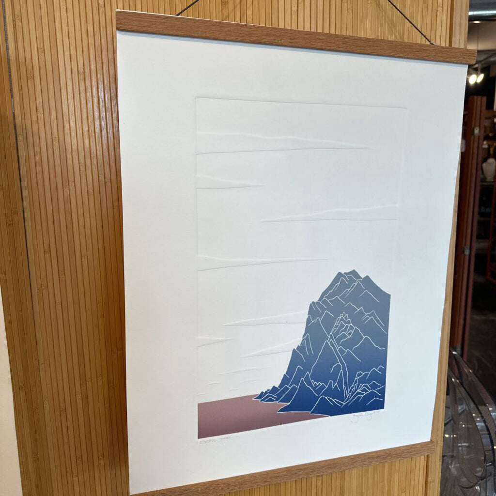 1980's Mystic Shores Print with hanging frame