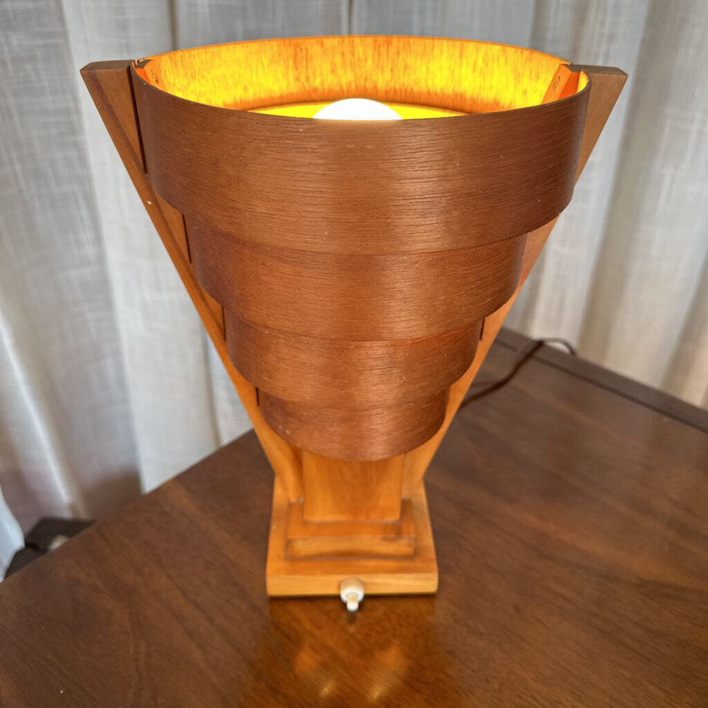 Mid Century Pine Lamp w/ Saturn Pine Lampshade