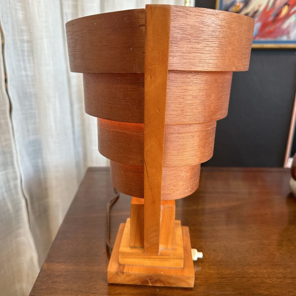 Mid Century Pine Lamp w/ Saturn Pine Lampshade