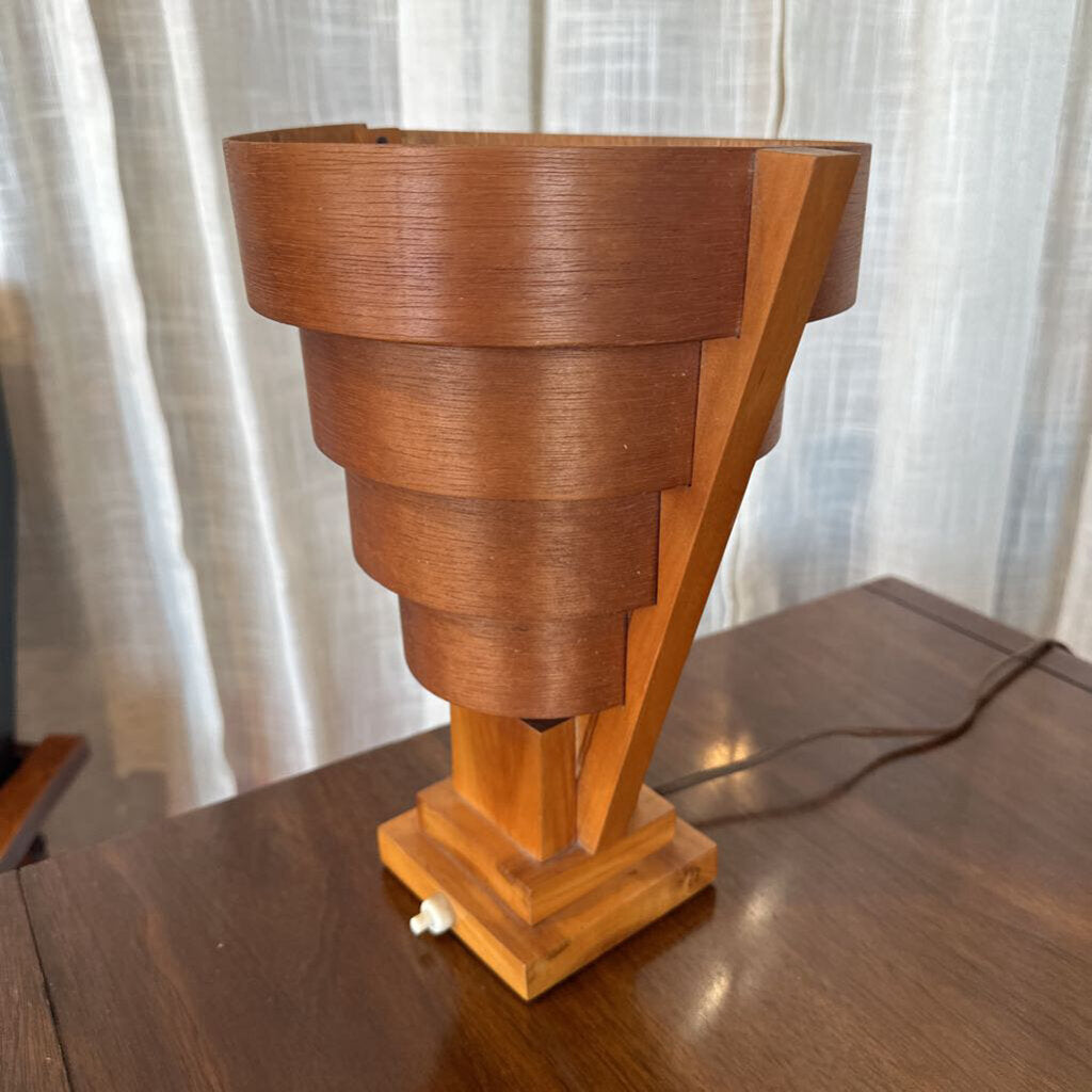 Mid Century Pine Lamp w/ Saturn Pine Lampshade