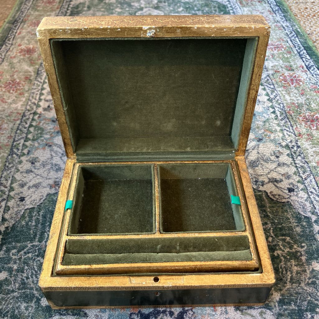 Vintage Florentine Gold Jewelry Box with tray