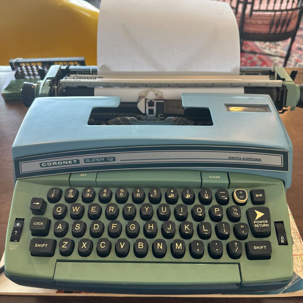 Vintage Smith Corona Super 12 Robin Egg Blue Coronet Electric Typewriter