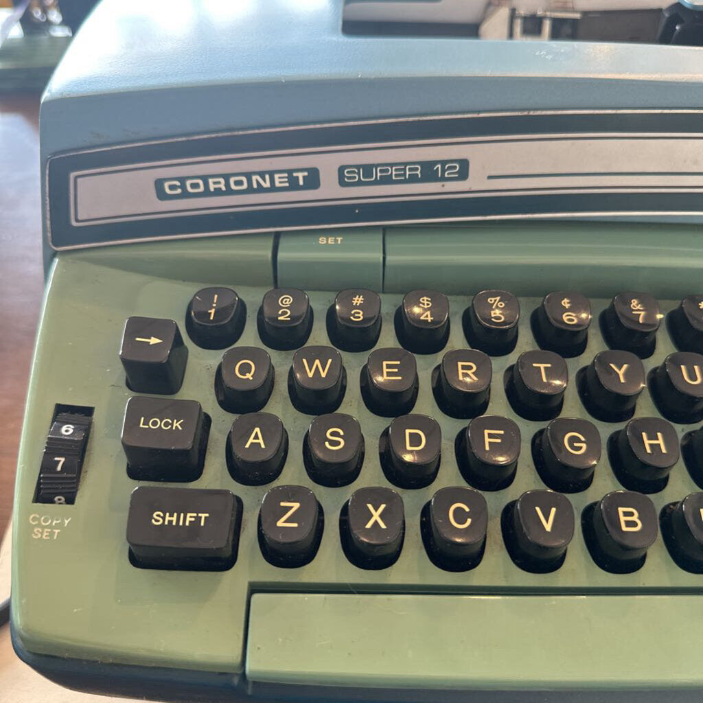 Vintage Smith Corona Super 12 Robin Egg Blue Coronet Electric Typewriter