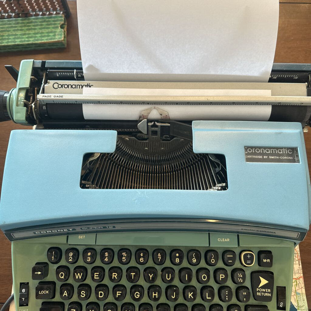 Vintage Smith Corona Super 12 Robin Egg Blue Coronet Electric Typewriter